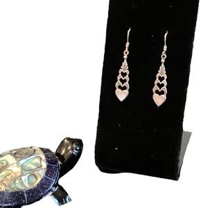 Antique Silver and Mother of Pearl Heart Earrings